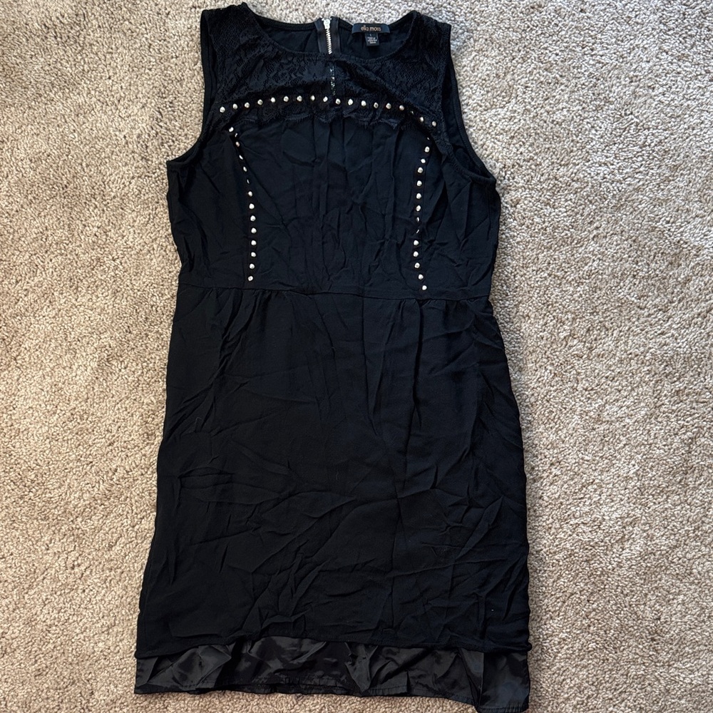 Ella Moss Black Mini Dress with Silver Accents